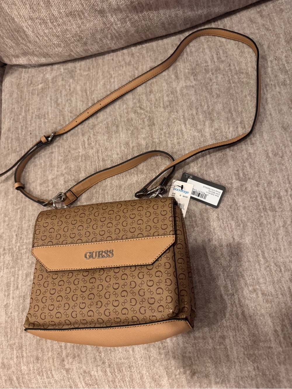 GUESS Brown Crossbody Bag with Tan Trim